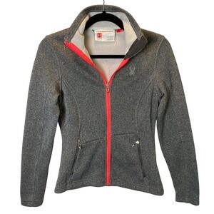 Spyder Core Sweater Jacket Women‎ S Gray Neon Pink Fleece Lined Activewear Hike